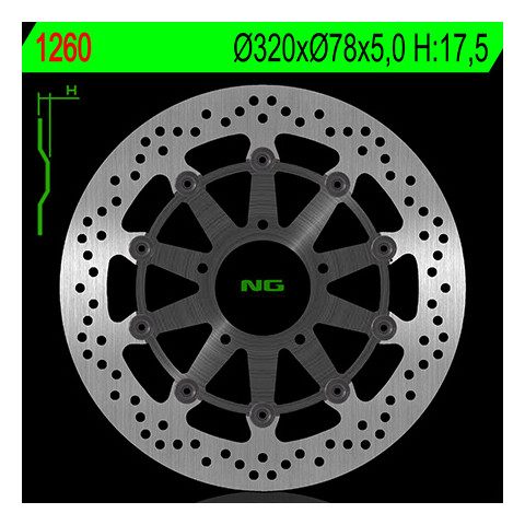 Disque de frein avant NG 1260G rond flottant Triumph Tiger 1050