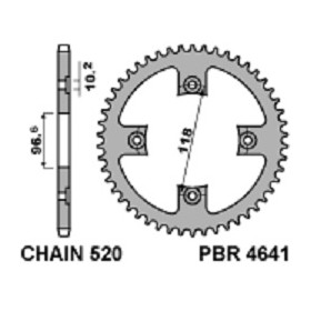 Couronne acier 42 dents PBR renforcée pas 520 type 4641 Can-Am DS 450/X