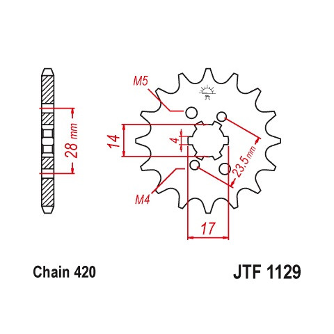 Pignon JT SPROCKETS 12 dents acier pas 420 type 1129