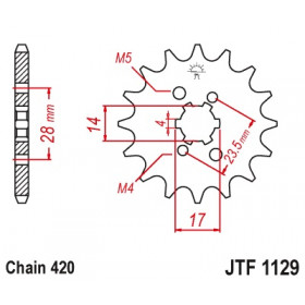 Pignon JT SPROCKETS 12 dents acier pas 420 type 1129