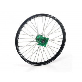 Roue avant complète HAAN WHEELS 17x3,50 jante noir/moyeu vert Kawasaki KX450