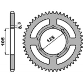 Couronne PBR 57 dents alu ultra-light pas 428 type 4413 Derbi DRD 125