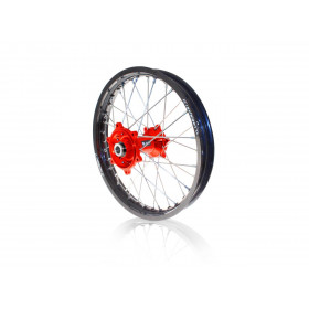 Kit roues complètes avant + arrière ART MX 21x1,60/18x2,15 jante noir/moyeu rouge Beta