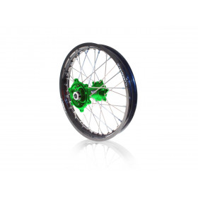 Kit roues complètes avant + arrière ART MX 21x1,60/19x2,15 jante noir/moyeu vert Kawasaki