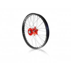 Kit roues complètes avant + arrière ART MX 21x1,60/18x2,15 jante noir/moyeu rouge Honda