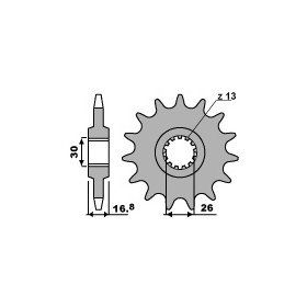 Pignon PBR 16 dents acier anti-bruit pas 530 type 347