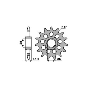 Pignon PBR 17 dents acier anti-bruit pas 525 type 2147