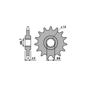 Pignon PBR 13 dents acier anti bruit pas 520 type