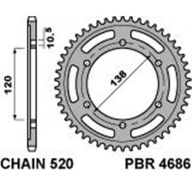 Couronne PBR 36 dents acier standard pas 520 type 4686