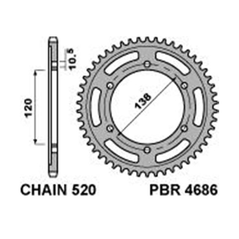 Couronne PBR 38 dents acier standard pas 520 type 4686