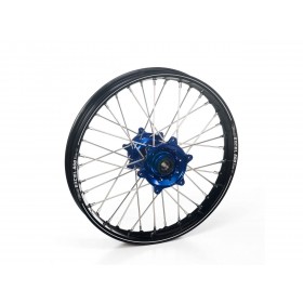 Roue avant complète HAAN WHEELS A60 21x1.60 jante noire/moyeu bleu/rayons argent/tête de rayon bleu Yamaha YZ250F/YZ450F