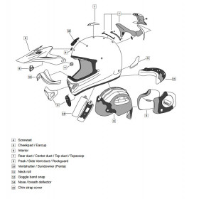 Coiffe ARAI Penta Pro 7mm taille M casque off road