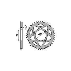 Couronne PBR 44 dents alu ultra-light pas 525 type 4456