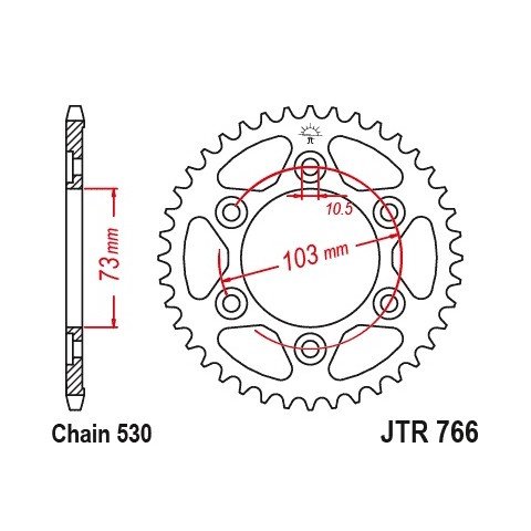 Couronne JT SPROCKETS 43 dents acier standard pas 530 type 766