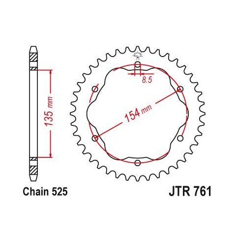 Couronne JT SPROCKETS 41 dents acier standard pas 525 type 761