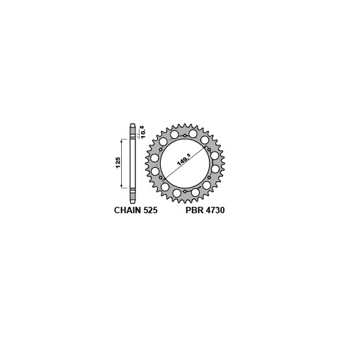 Couronne PBR 42 dents acier standard pas 525 type 4730