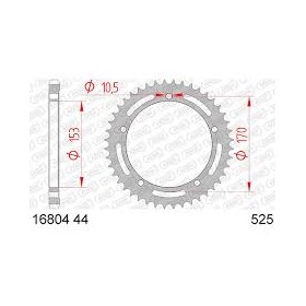 Couronne AFAM 44 dents acier standard pas 525 type 16804