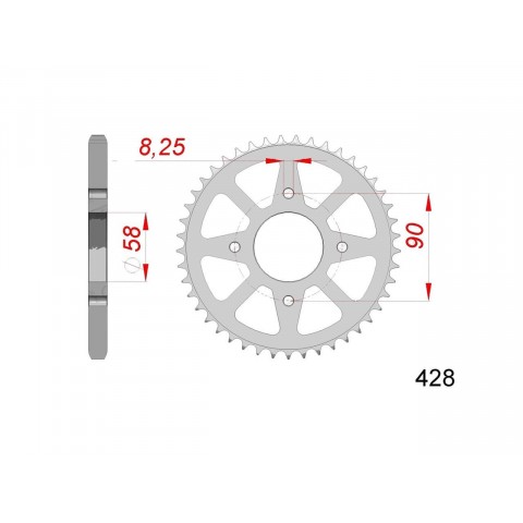 Couronne AFAM 45 dents acier standard pas 428 type 14212