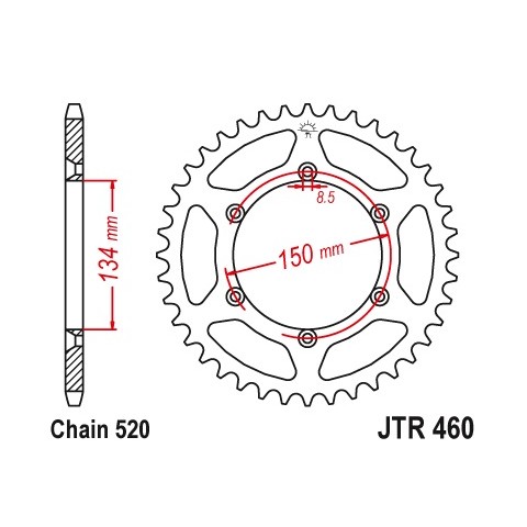 Couronne JT SPROCKETS 48 dents acier standard pas 520 type 460