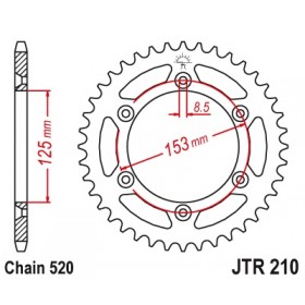 Couronne JT SPROCKETS 52 dents acier standard pas 520 type 210