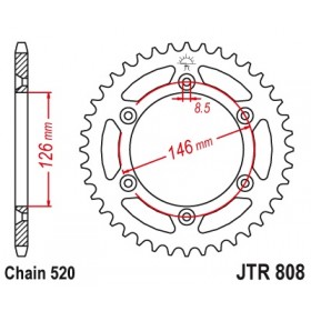 Couronne JT SPROCKETS 48 dents acier standard pas 520 type 808