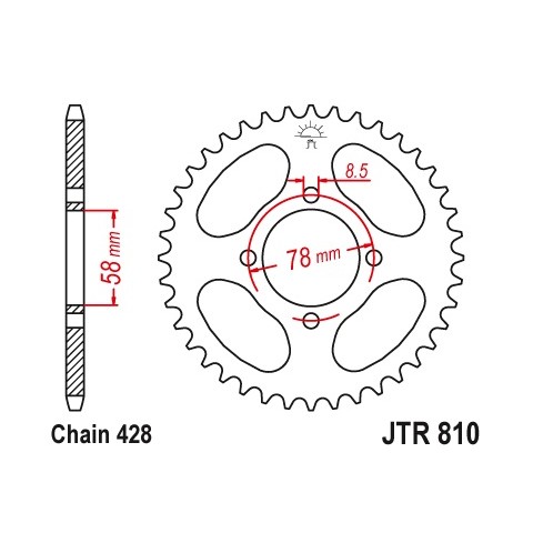 Couronne JT SPROCKETS 46 dents acier pas 428 type 810