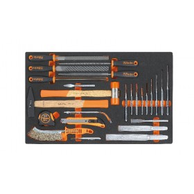 Plateau thermoformé souple BETA Série M M230 25 marteaux, burins, chasse-goupilles et limes
