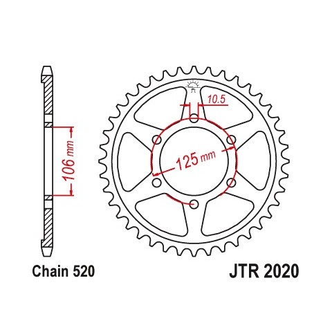 Couronne JT SPROCKETS 41 dents acier standard pas 520 type 2020