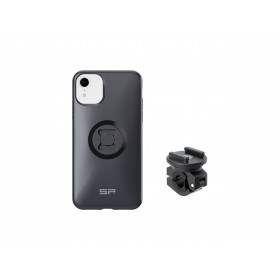 Pack complet SP-CONNECT Moto Bundle fixé sur rétroviseur iPhone 11/XR