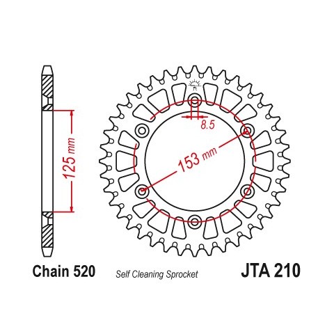 Couronne JT SPROCKETS Aluminium Ultra-light anti-boue 210-520