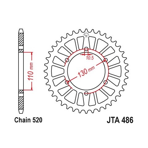 Couronne JT SPROCKETS Aluminium Ultra-light anti-boue 486-520