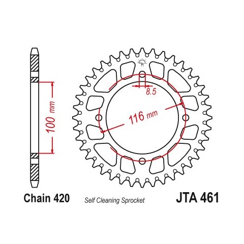 Couronne JT SPROCKETS Aluminium Ultra-light anti-boue 461-420