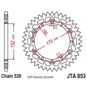 Couronne JT SPROCKETS Aluminium Ultra-light anti-boue 853-520