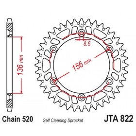 Couronne JT SPROCKETS Aluminium Ultra-Light anti-boue 822-520