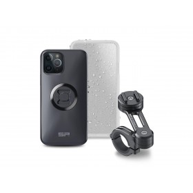 Pack complet SP-CONNECT Moto Bundle fixé sur guidon iPhone 12 Pro/12