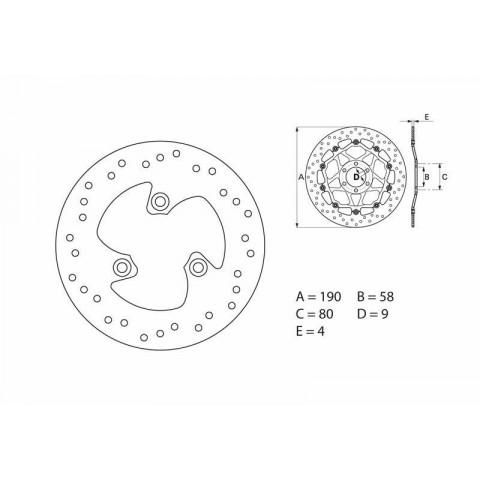 Disque de frein BREMBO Oro rond fixe