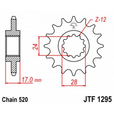 Pignon JT SPROCKETS acier standard 1295 - 520