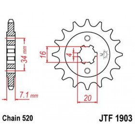 Pignon JT SPROCKETS acier standard 1903 - 520