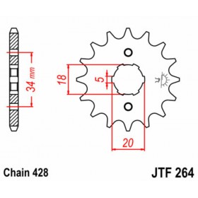 Pignon JT SPROCKETS acier standard 264 - 428