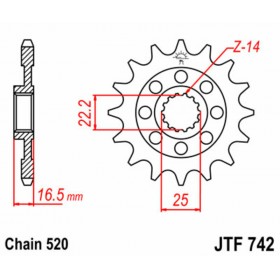 Pignon JT SPROCKETS acier standard 742 - 520