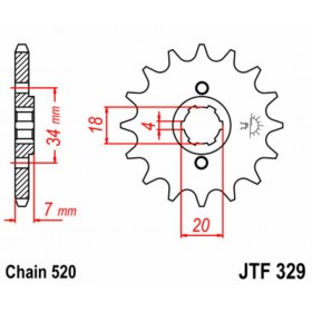 Pignon JT SPROCKETS acier standard 329 - 520