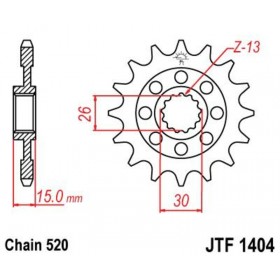 Pignon JT SPROCKETS acier standard 1404 - 520