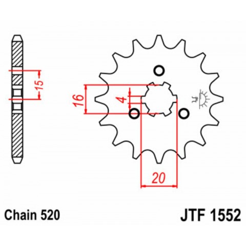 Pignon JT SPROCKETS acier standard 1552 - 520