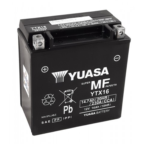 Batterie YUASA W/C sans entretien activée usine - YTX16 FA