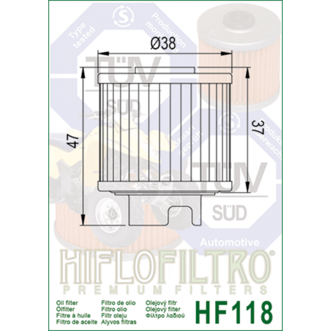 Filtre à huile HIFLOFILTRO - HF118 Honda