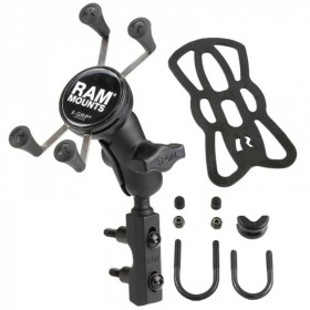Pack complet RAM MOUNTS X-Grip® bras court fixation en U sur guidon ou réservoir de frein/embrayage - smartphones S/M