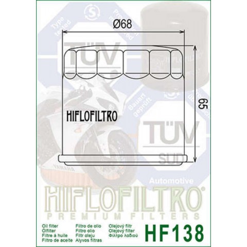 Filtre à huile HIFLOFILTRO chrome - HF138C