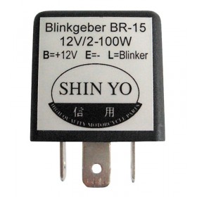 Relais clignotant SHIN YO SY-02, 3 pôles, 12 VDC, 1-100 Watt