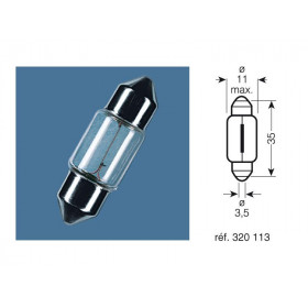 BOITE 10 AMPOULES 12V-5W / NAVETTES CULOT SV8.5-8