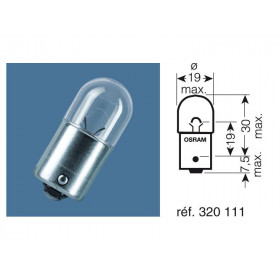 BOITE 10 AMPOULES 12V-10W / GRAISSEURS CULOT BAU15S ORANGE